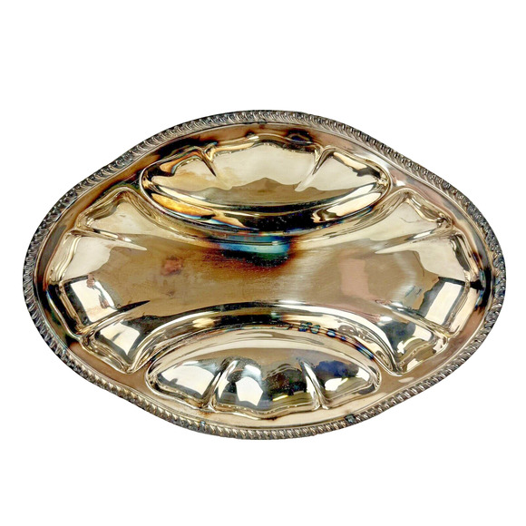 Poole Georgian Silverplate Divided Relish Dish Serving Tray Bowl EPNS Vintage - Picture 1 of 6